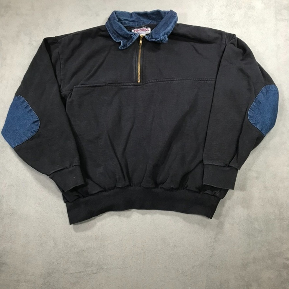Workwear 1/4 Zip Sweatshirt FD EMT Mens 2XL XXL Navy Blue Elbow Pad Top Choice
